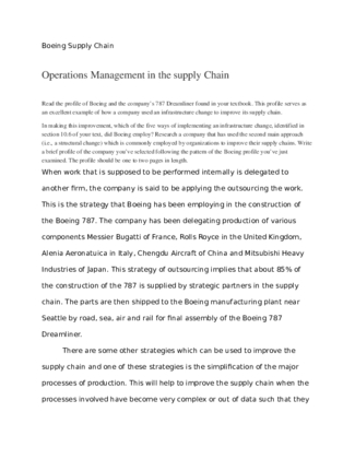 Operations Management in the supply Chain