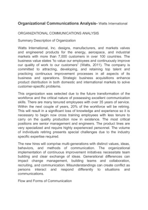 Organizational Communications Analysis  Watts International