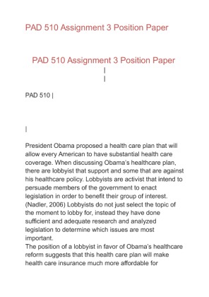 PAD 510 Assignment 3 Position Paper