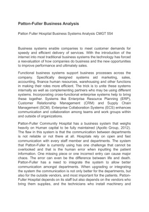 Patton Fuller Hospital Business Systems Analysis CMGT 554