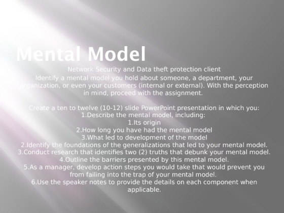 Personal Perception Modeled presentation. Assignment 4 Identify a...