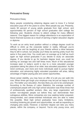 Persuasive Essay  to motivate high school students to complete their...