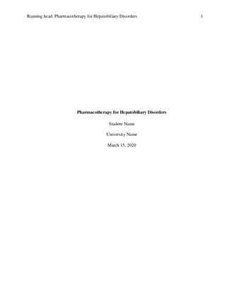 Pharmacotherapy for Hepatobiliary 