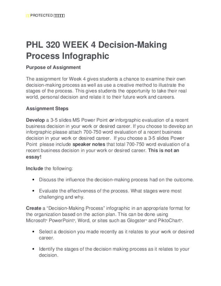 PHL 320 WEEK 4 Decision Making Process Infographic