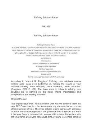 Phl 458 week 3 refining solution paper