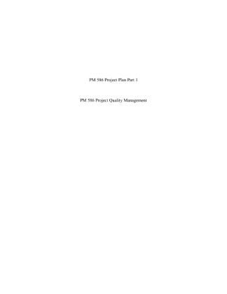 PM 586 Project Management Plan Part 1
