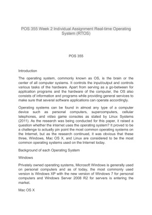 POS 355 Week 4 Individual Paper Operating Systems Analysis Paper