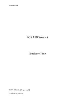 POS 410 Week 2  Employee Table
