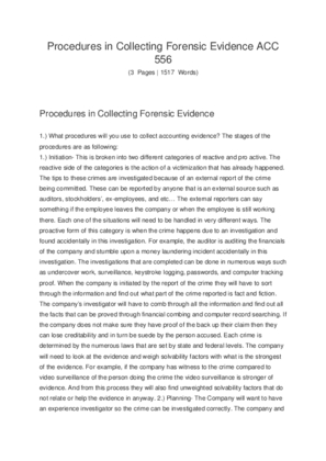 Procedures in Collecting Forensic Evidence ACC 556