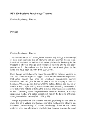 PSY 220 Positive Psychology Themes