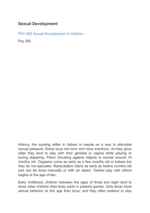 PSY 265 Sexual Development in Children