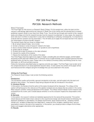 PSY 326 Final Paper week 5