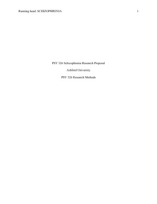 PSY 326 Schizophrenia Research Proposal