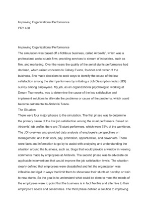 PSY 428  Improving Organizational Performance