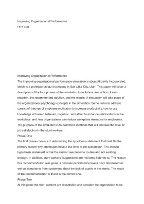 PSY 428  week 4 Improving Organizational Performance