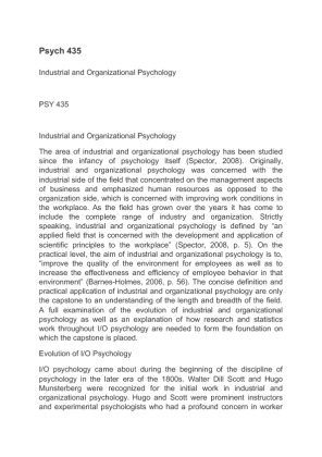 Psych 435 Industrial and Organizational Psychology