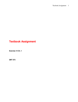 QNT 273 Week 3 Learning Team Textbook Assignments 544109204
