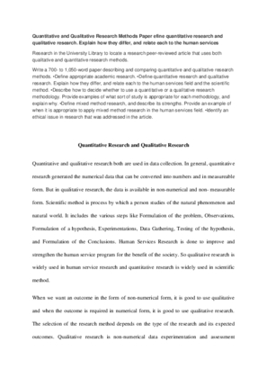 Quantitative and Qualitative Research Methods Paper efine quantitative...