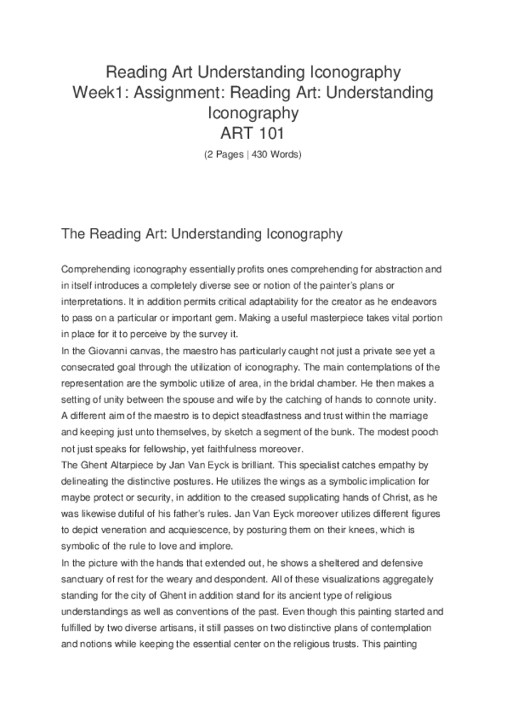 Reading Art Understanding Iconography