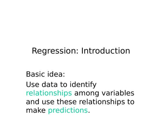 Regression analysis data and solution
