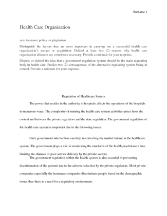 Regulation of Healthcare System Management 