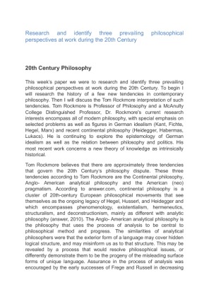 Research and identify three prevailing philosophical perspectives at...