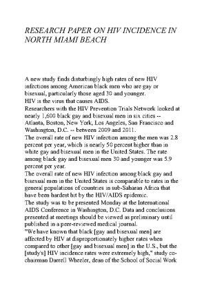 RESEARCH PAPER ON HIV INCIDENCE IN NORTH MIAMI BEACH