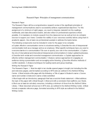 Research Paper  Principles of management communications