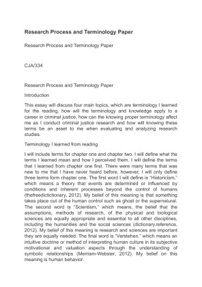 Research Process and Terminology Paper CJA 334