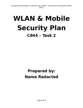 RSpinti   C844 Task 2   WLAN and Mobile Security Plan   Name 