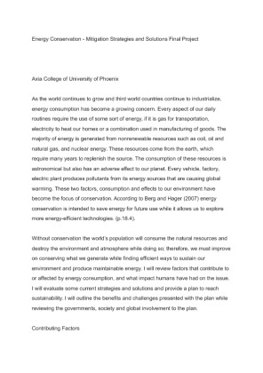 Sci 275 Wk 9 Final Energy Conservation Mitigation