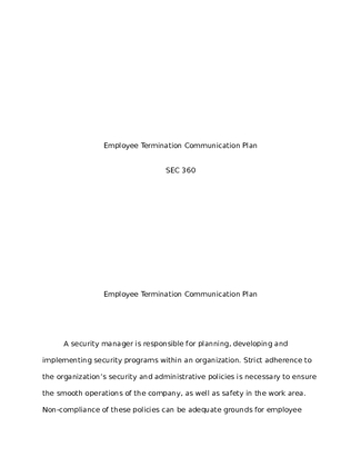 SEC 360 Employee Termination Communication Plan Paper 602986727