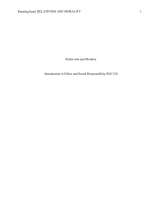 SOC 120 Relativism and Morality