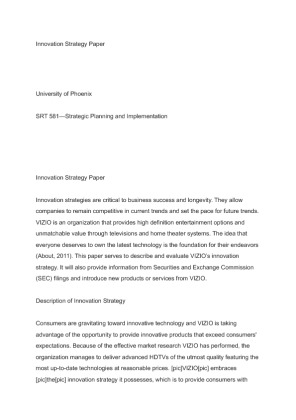 STR 581 Innovation Strategy Paper