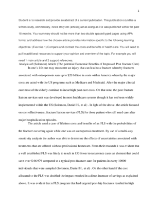 Student is to research and provide an abstract of a current...