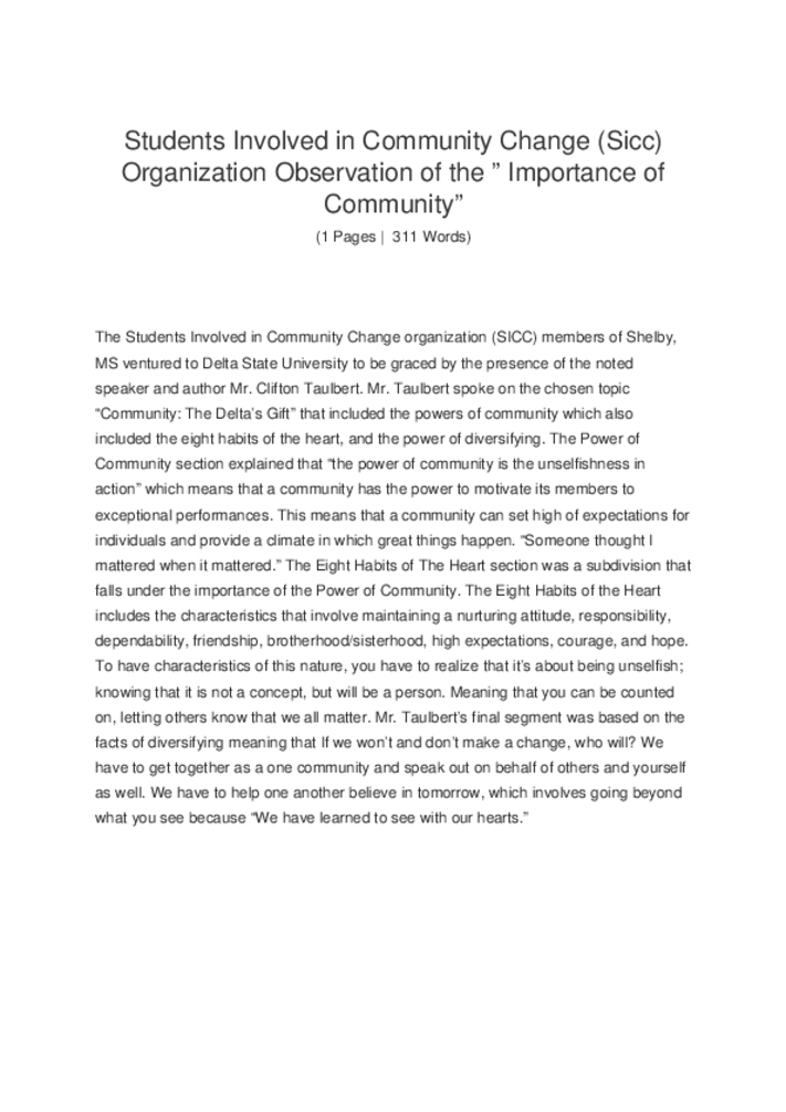 Students Involved in Community Change