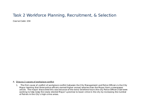 Task 2 Workforce Planning, Recruitment, & Selection