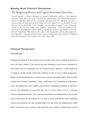 The Budgeting Process and Capital Investment Decisions