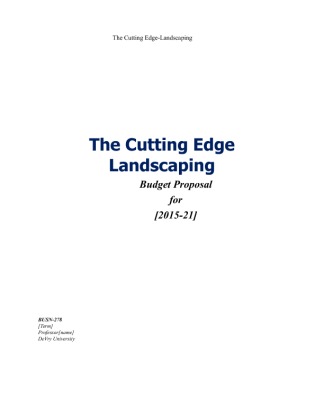 The Cutting Edge Landscaping budget proposal and excel worksheet