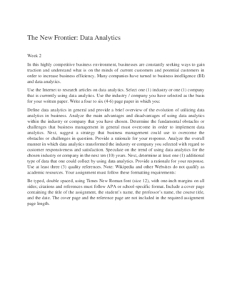 The New Frontier Data Analytics