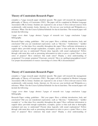 Theory of Constraints Research Paper