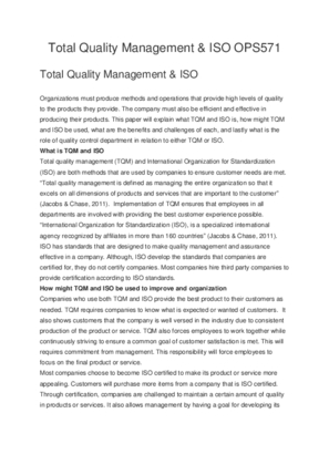 Total Quality Management & ISO OPS571