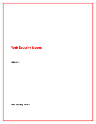 WEB 435 Week 2 Web Security Issues 310327036