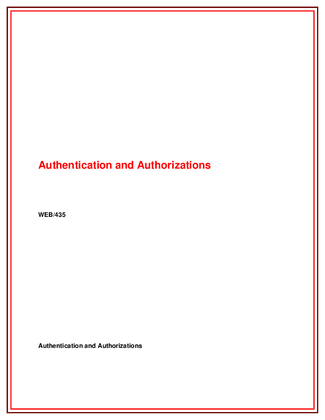 WEB 435 Week 3 Authentication and Authorizations 511703435