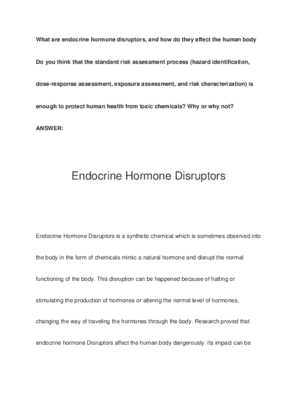 What are endocrine hormone disruptors, and how do they affect the human...