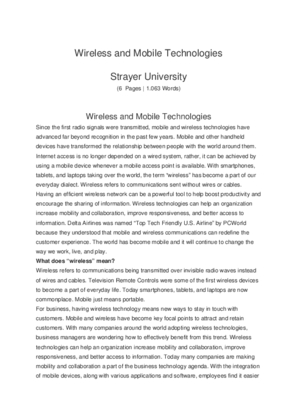 Wireless and Mobile Technologies
