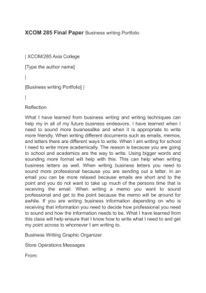 XCOM 285 Final Paper Business writing Portfolio