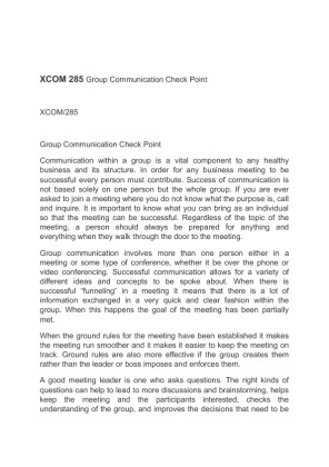 XCOM 285 Group Communication Check Point