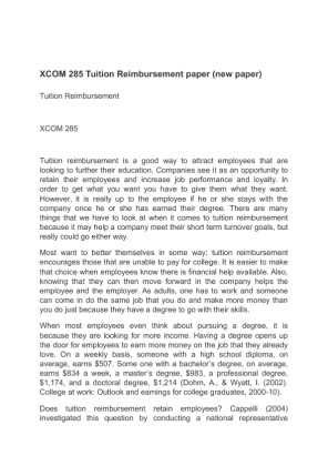 XCOM 285 Tuition Reimbursement paper