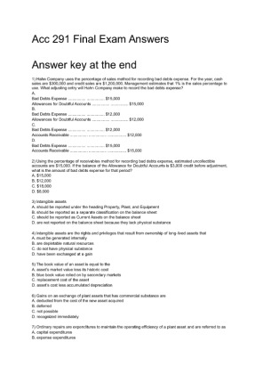 Acc 291 Final Exam Answers (2)